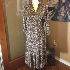 Floral Trumpet skirt Retro 2 piece set